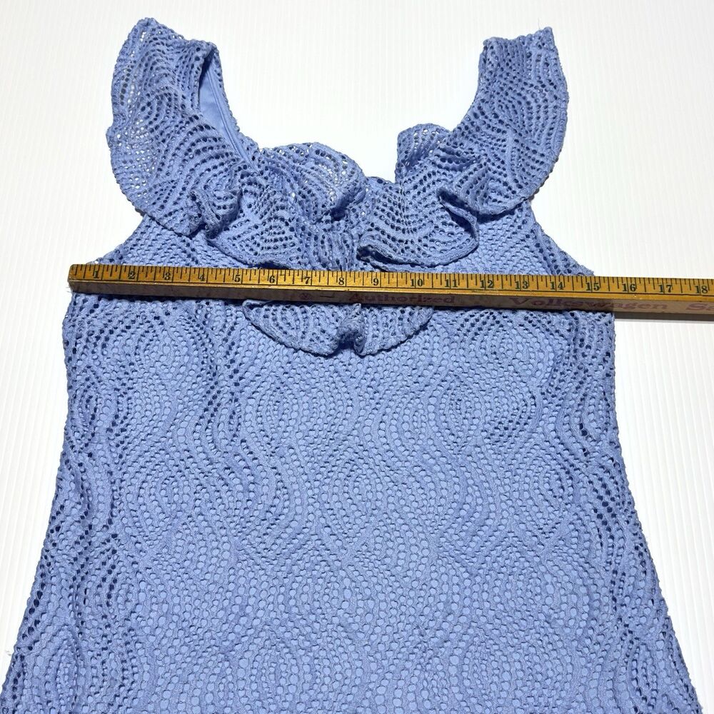 Lilly Pulitzer Alessa Blue Peri Flowing Leaf Lace Ruffled Top Size S Small - Picture 7 of 8